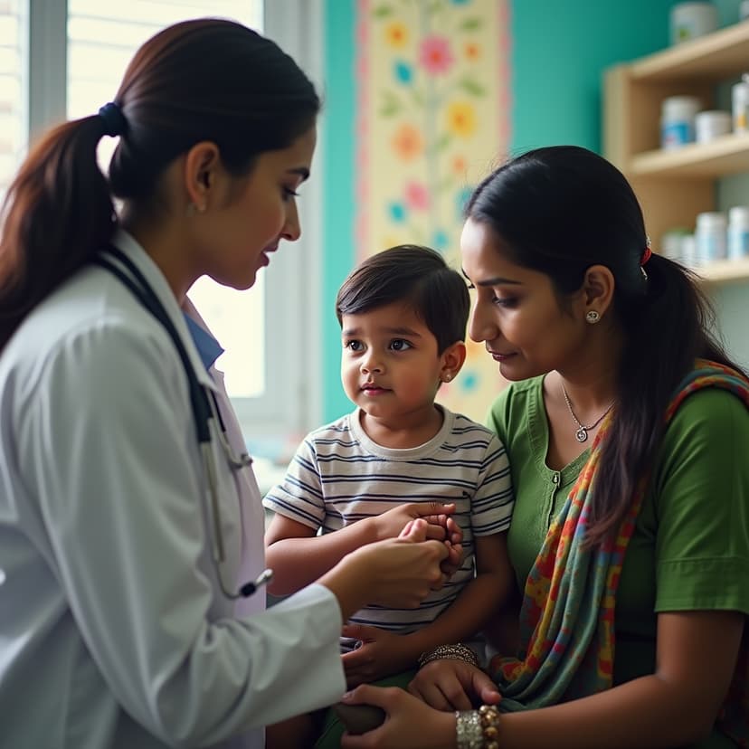 Doctor examining child patient